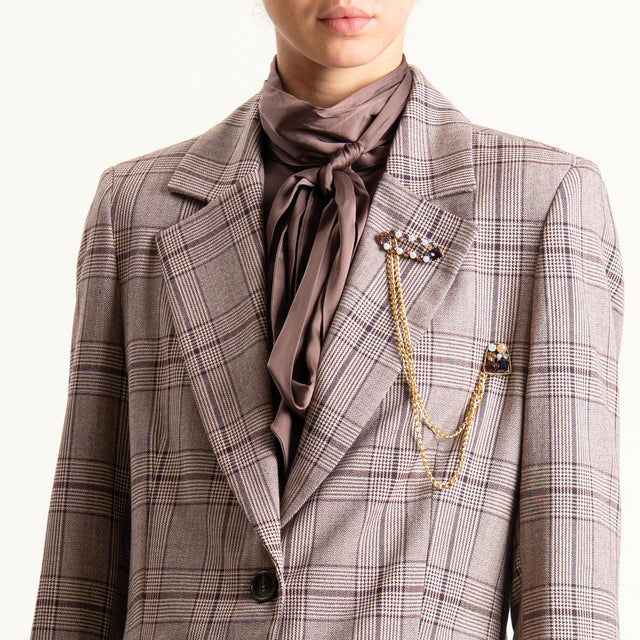 Tensione in-Giacca check con spille - moro/sand