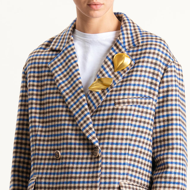 Tensione in-Giacca doppiopetto quadri con spille - beige/royal/moro