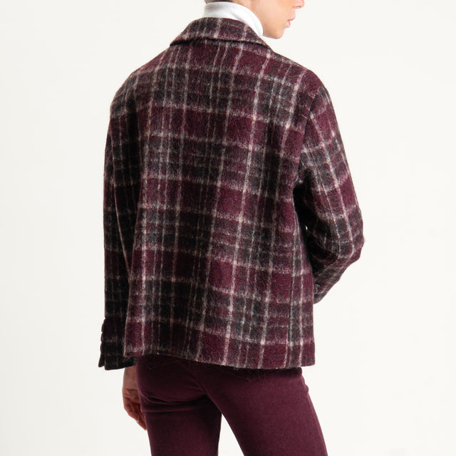 Tensione in-Giacca quadri misto alpaca con spille - bordeaux/moro