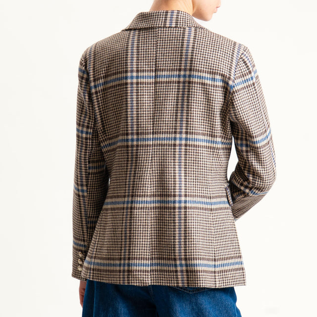 Tensione in -Giacca principe di galles con spille - moro/celeste