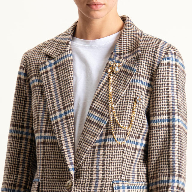 Tensione in -Giacca principe di galles con spille - moro/celeste