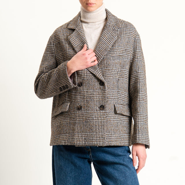 Tensione in-Giacca principe di galles misto lana - moro/sand