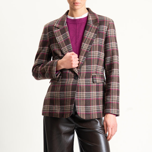 Tensione in-Giacca check in flanella - moro/malva/latte