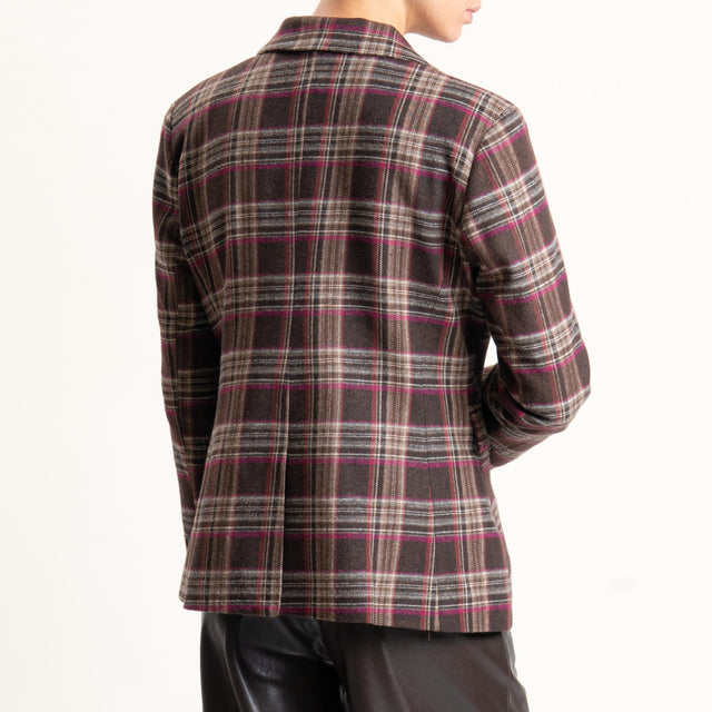 Tensione in-Giacca check in flanella - moro/malva/latte