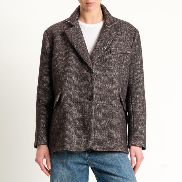 Tensione in-Giacca chevron misto lana - moro/latte