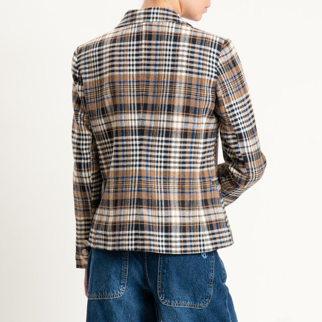 Tensione in-Giacca check misto lana - beige/cuoio/nero