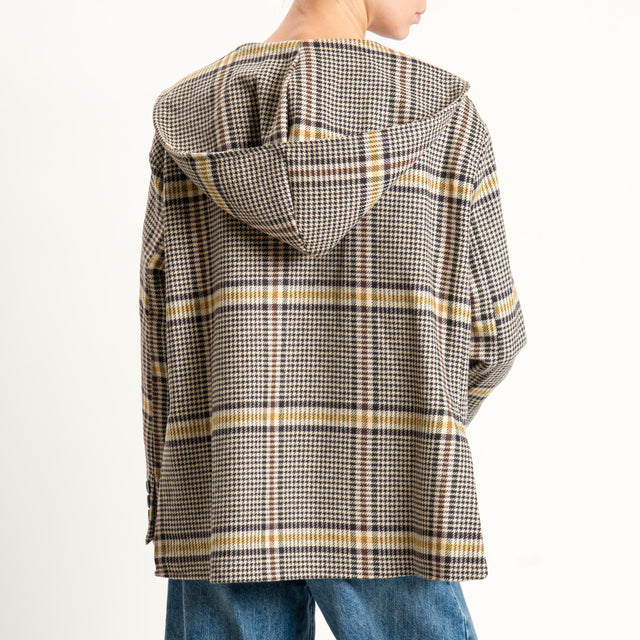 Tensione in-Giacca principe di galles con cappuccio - giallo/sand/moro