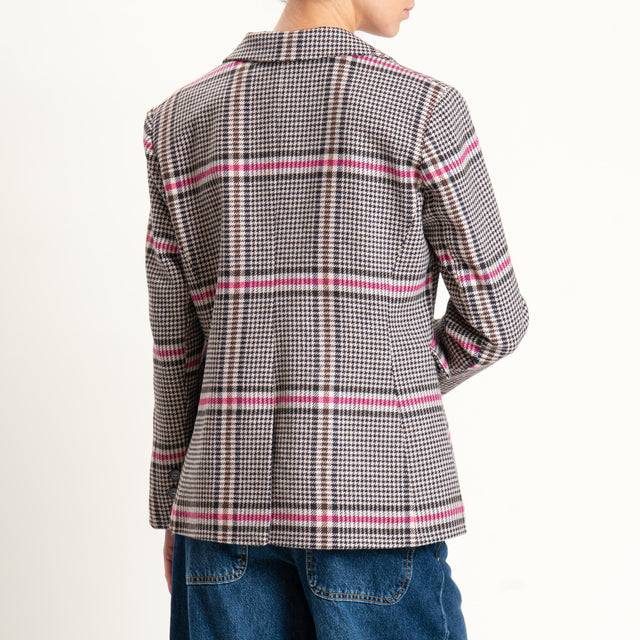 Tensione in-Giacca check misto lana - rosa/nero/fucsia