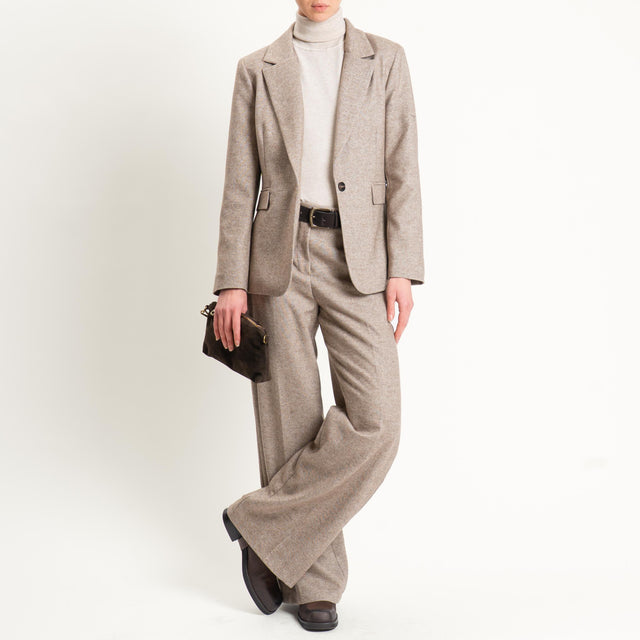 Tensione in-Giacca un bottone misto lana melange - beige