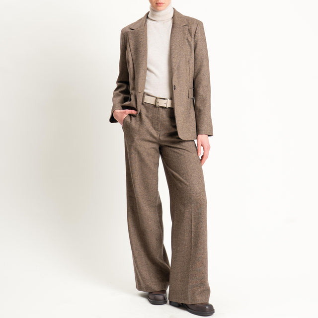 Tensione in-Giacca un bottone misto lana melange - tabacco