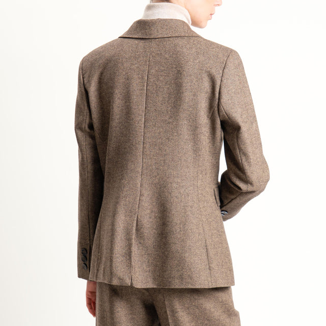 Tensione in-Giacca un bottone misto lana melange - tabacco