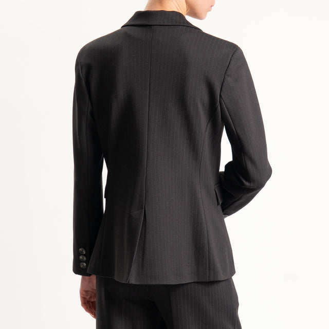 Tensione in-Giacca un bottone punto milano gessata - moro