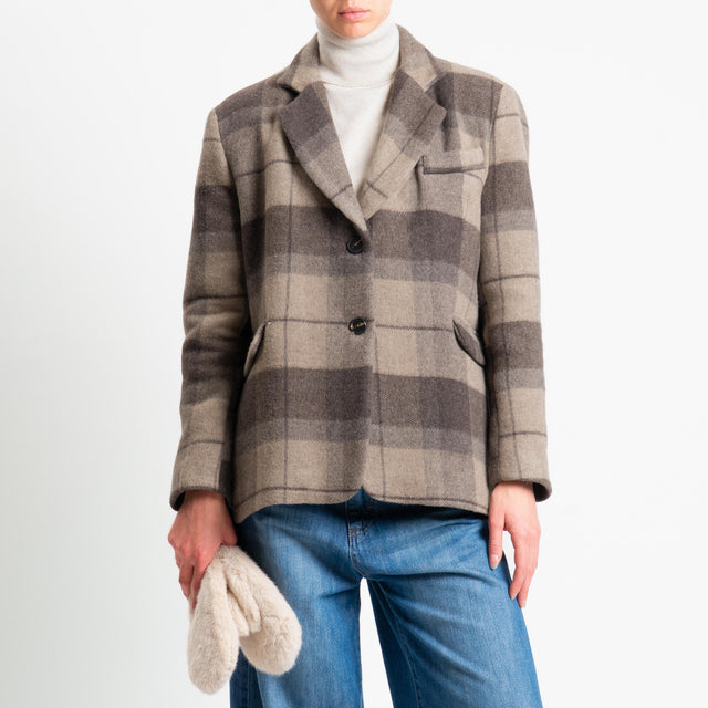 Tensionce in-Giacca check misto lana - moro/taupe/burro