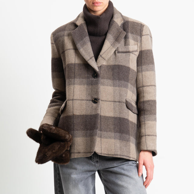 Tensionce in-Giacca check misto lana - moro/taupe/moro