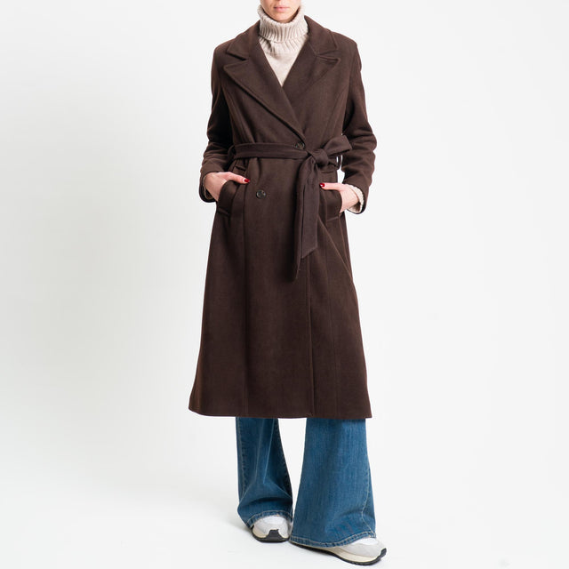 Tensione in-Cappotto doppiopetto spacco dietro - moro