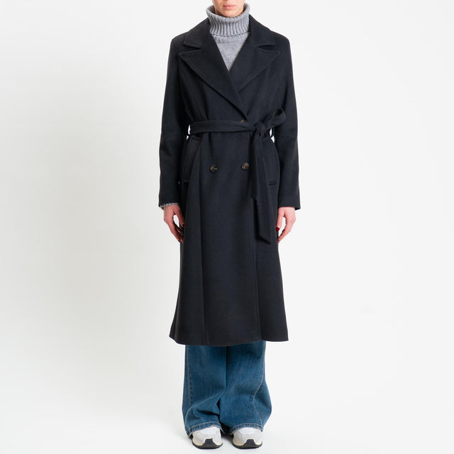 Tensione in-Cappotto doppiopetto spacco dietro - nero