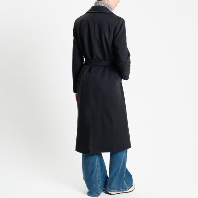 Tensione in-Cappotto doppiopetto spacco dietro - nero