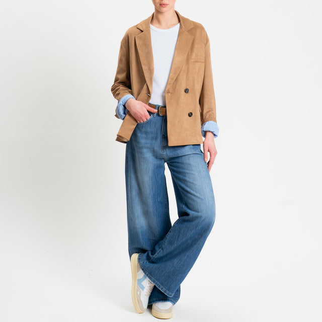 Tensione in-Giacca doppiopetto effetto suede - cappuccino