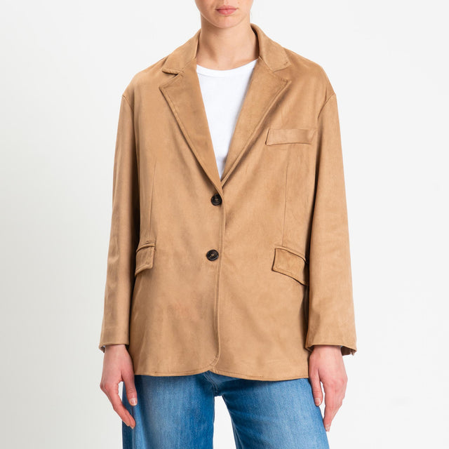 Tensione in-Giacca oversize effetto suede - cappuccino