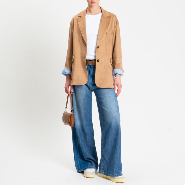 Tensione in-Giacca oversize effetto suede - cappuccino