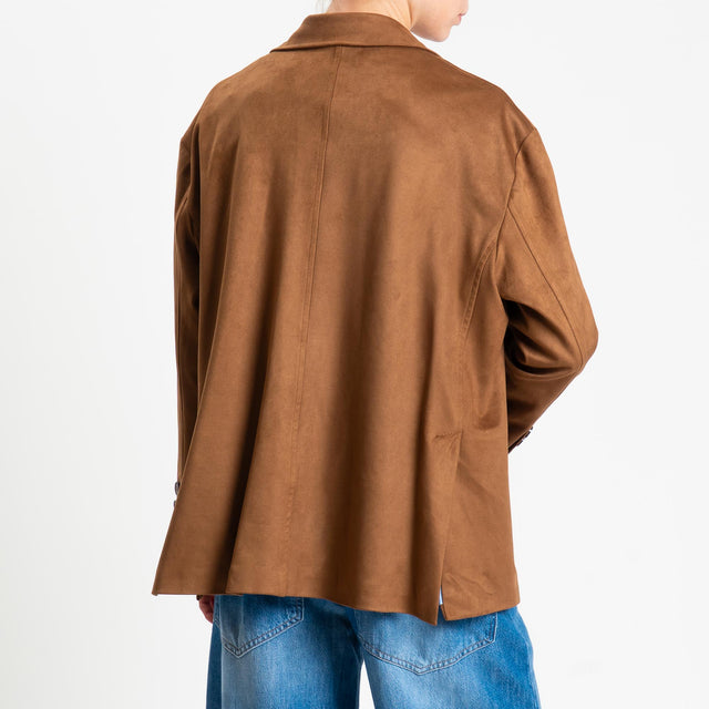 Tensione in-Giacca oversize effetto suede - cognac