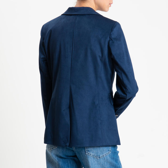 Tensione in-Giacca spacco dietro effetto suede - blu