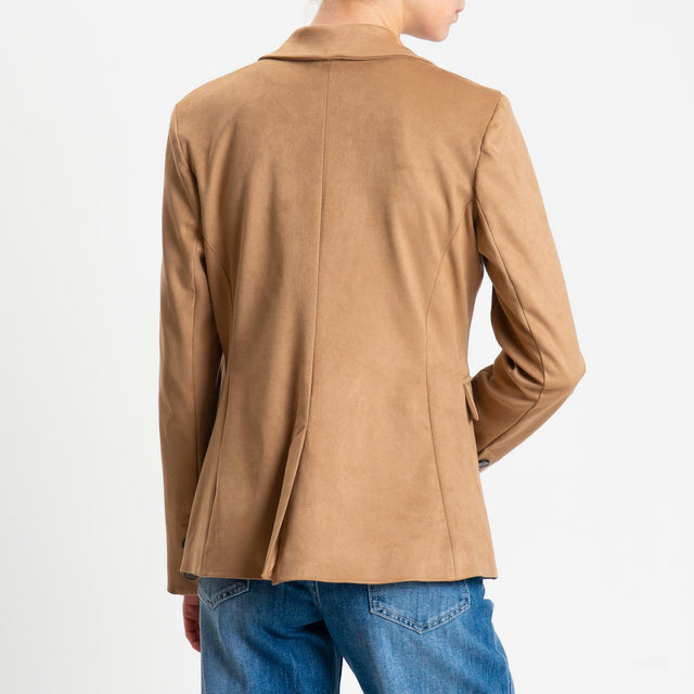 Tensione in-Giacca spacco dietro effetto suede - cappuccino
