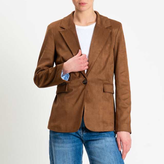 Tensione in-Giacca spacco dietro effetto suede - cognac