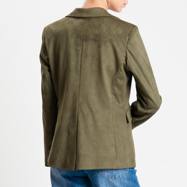 Tensione in-Giacca spacco dietro effetto suede - militare