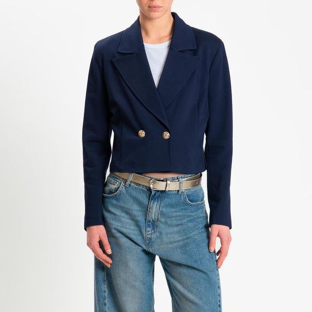 Tensione in-Giacca punto milano doppiopetto - blu