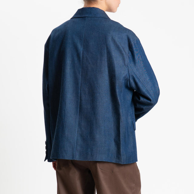 Tensione in-Giacca chambray doppiopetto - dark denim