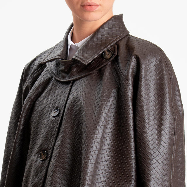 Tensione in-Bomber similpelle texture intrecciato - moro