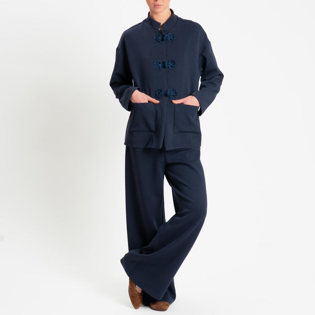 Tensione in-Giacca mandarin con tasche - blu