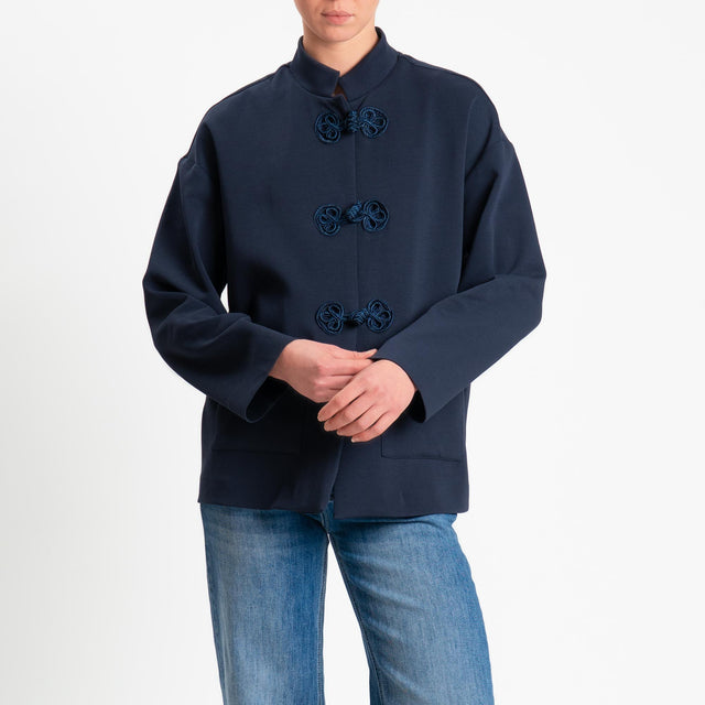 Tensione in-Giacca mandarin con tasche - blu