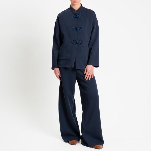 Tensione in-Giacca mandarin con tasche - blu