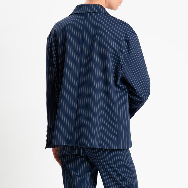 Tensione in-Giacca gessata doppiopetto - blu