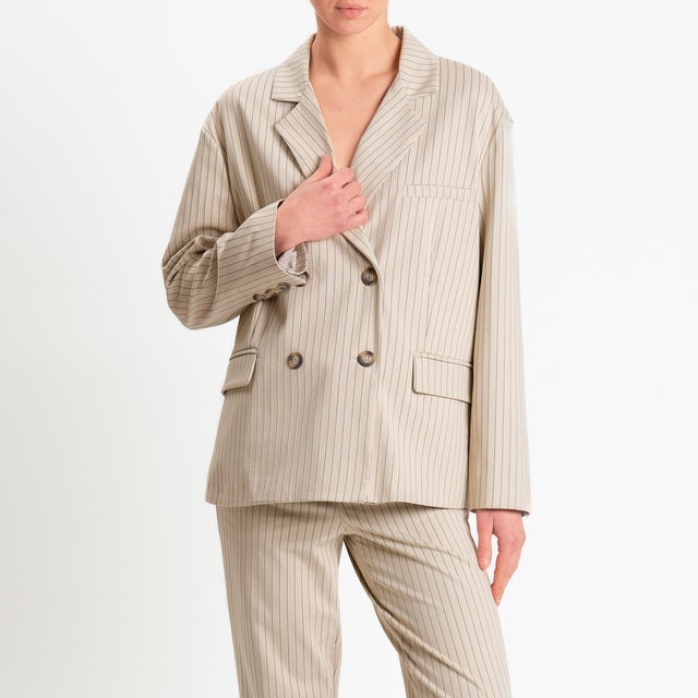 Tensione in-Giacca gessata doppiopetto - mastice