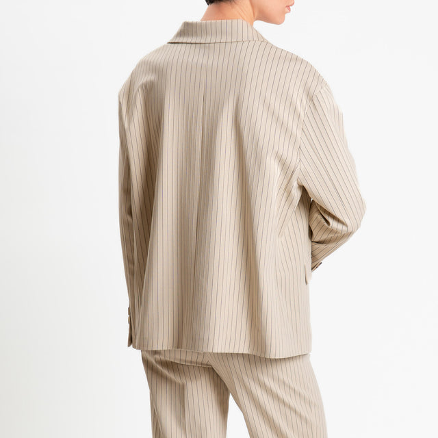 Tensione in-Giacca gessata doppiopetto - mastice