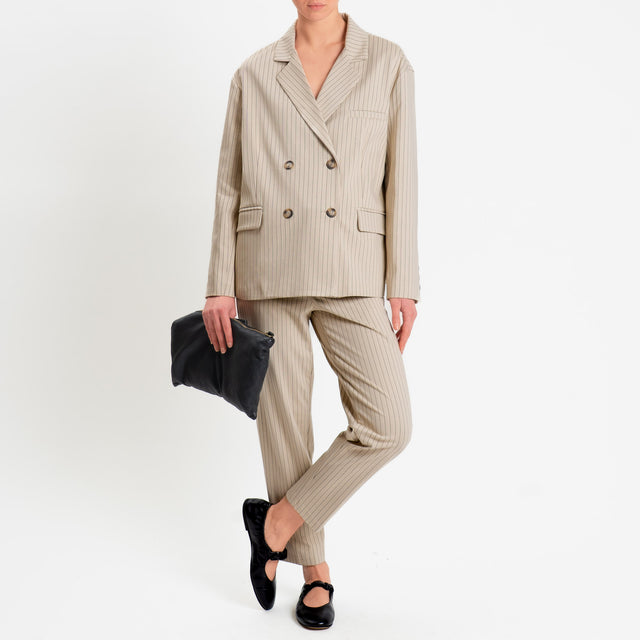 Tensione in-Giacca gessata doppiopetto - mastice