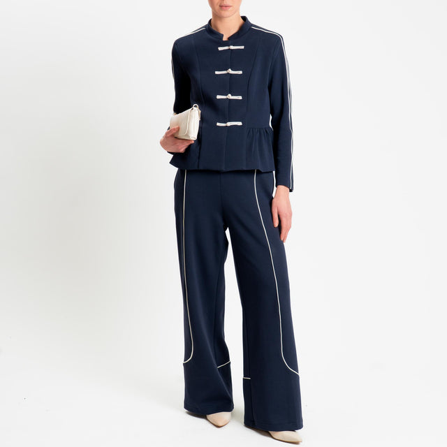 Tensione in-Giacca felpa mandarin - blu/panna