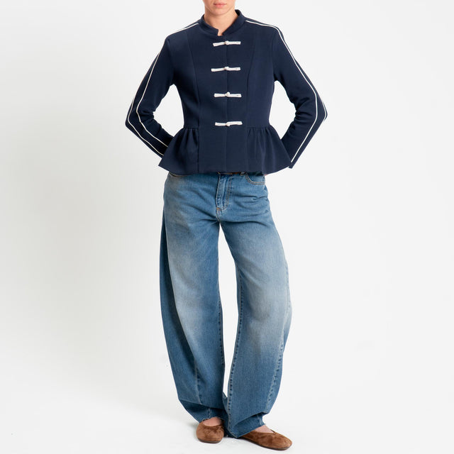 Tensione in-Giacca felpa mandarin - blu/panna