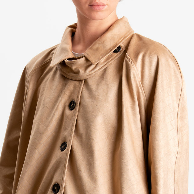 Tensione in-Bomber effetto suede texture intrecciata - beige