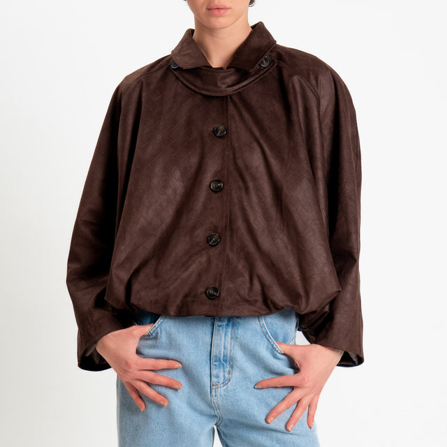 Tensione in-Bomber effetto suede texture intrecciata - moro