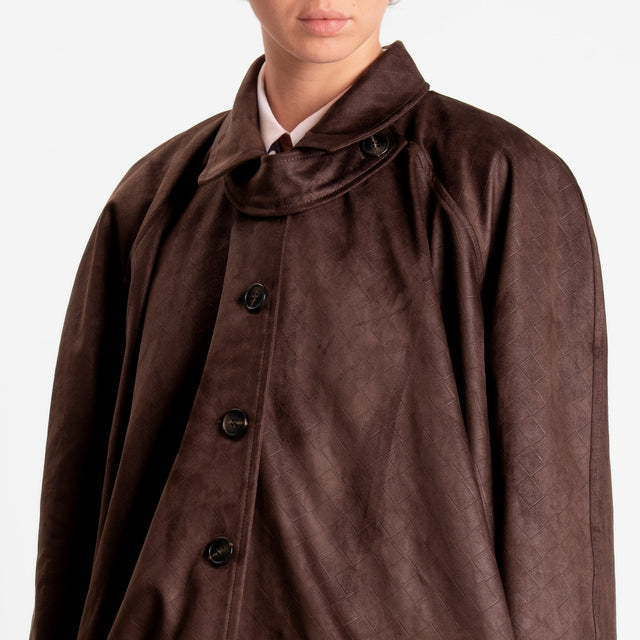 Tensione in-Bomber effetto suede texture intrecciata - moro