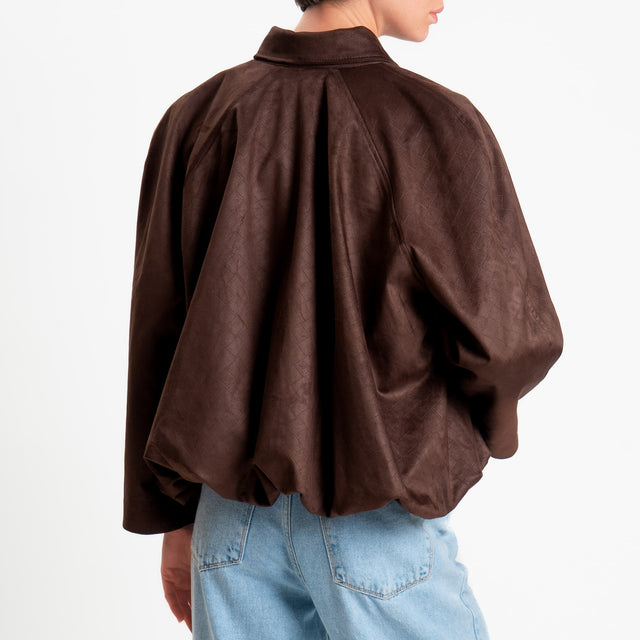 Tensione in-Bomber effetto suede texture intrecciata - moro