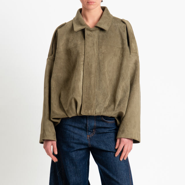 Tensione in-Bomber effetto suede manica ampia - militare
