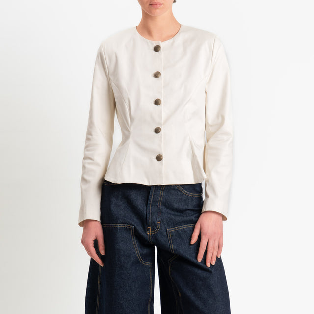 Tensione in-Giacca con spalline in cotone elasticizzato - vaniglia