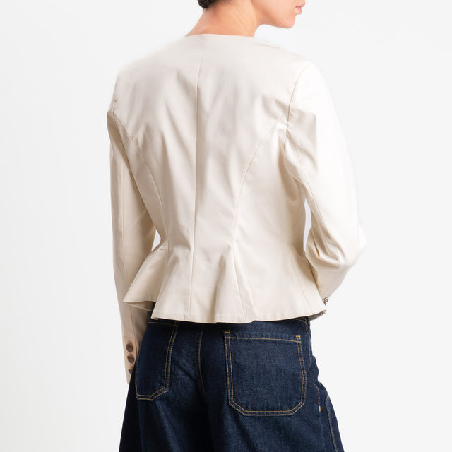 Tensione in-Giacca con spalline in cotone elasticizzato - vaniglia