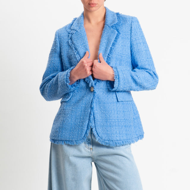 Tensione in-Giacca bouclè un bottone - azzurro