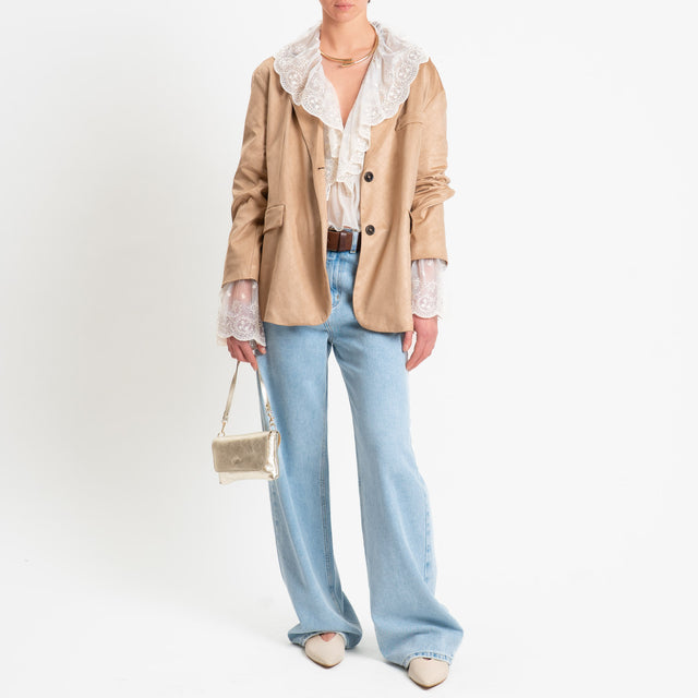 Tensione in-Giacca oversize effetto suede texture - beige